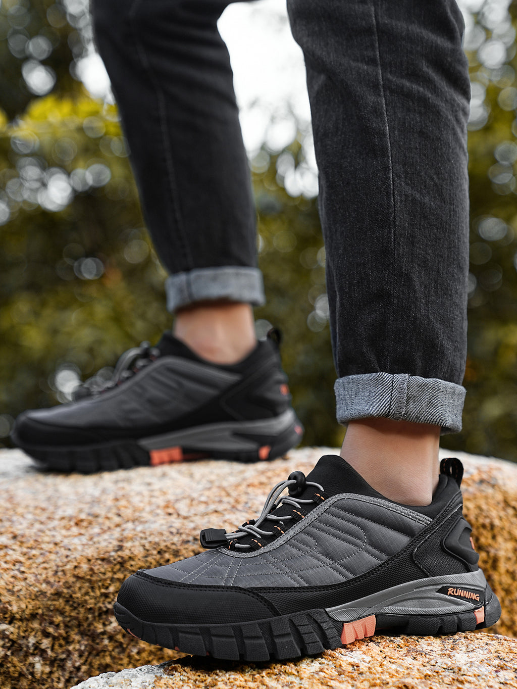 Men's HUMTTO Waterproof Hiking Shoes - Non-Slip Traction Outdoor Trekking Sneakers with Shock-Absorbing Sole