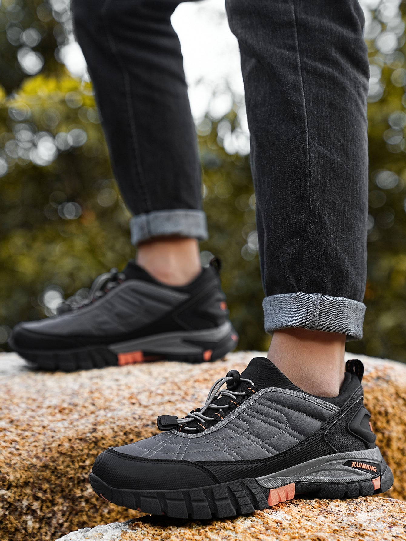 Men's HUMTTO Waterproof Hiking Shoes - Non-Slip Traction Outdoor Trekking Sneakers with Shock-Absorbing Sole