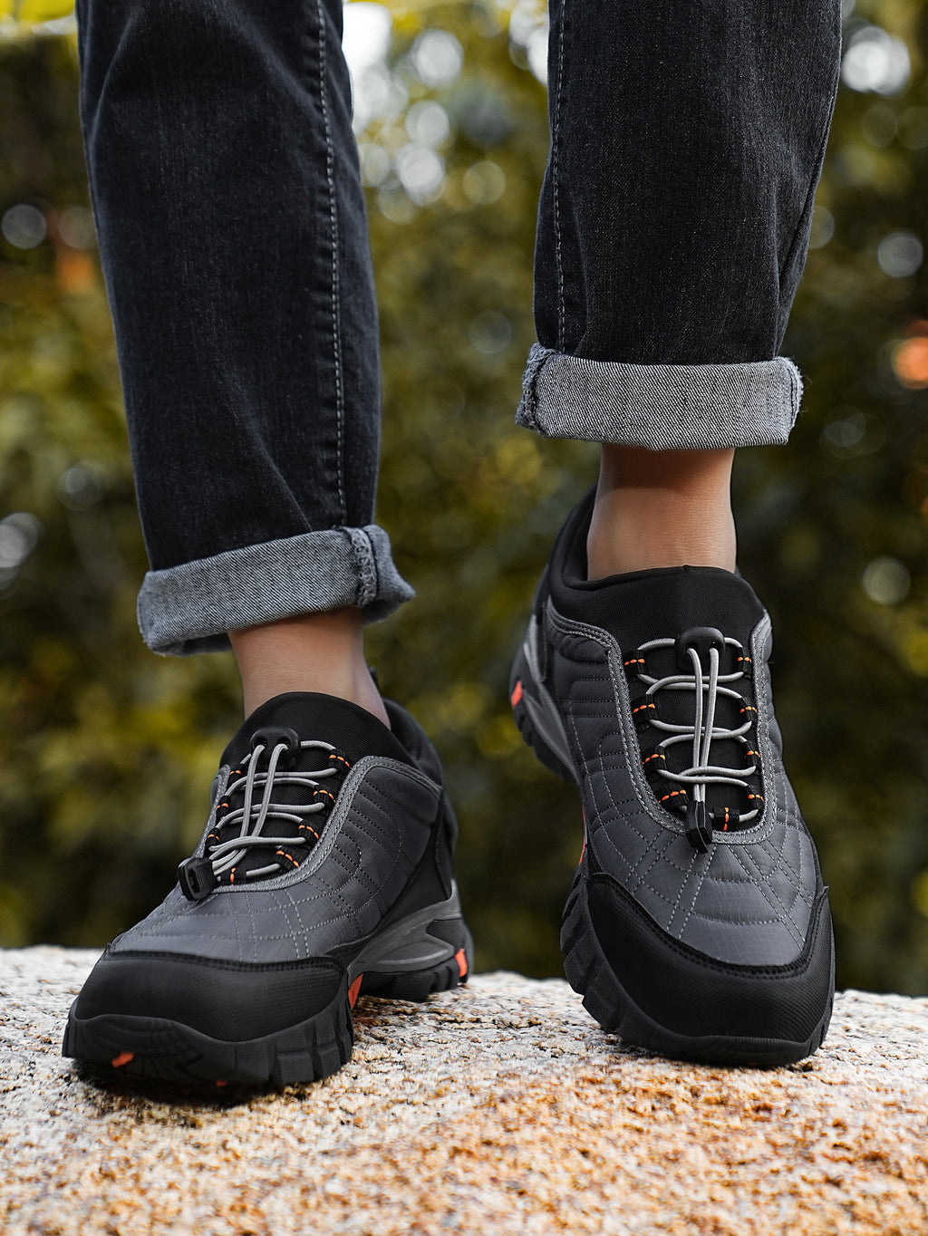 Men's HUMTTO Waterproof Hiking Shoes - Non-Slip Traction Outdoor Trekking Sneakers with Shock-Absorbing Sole