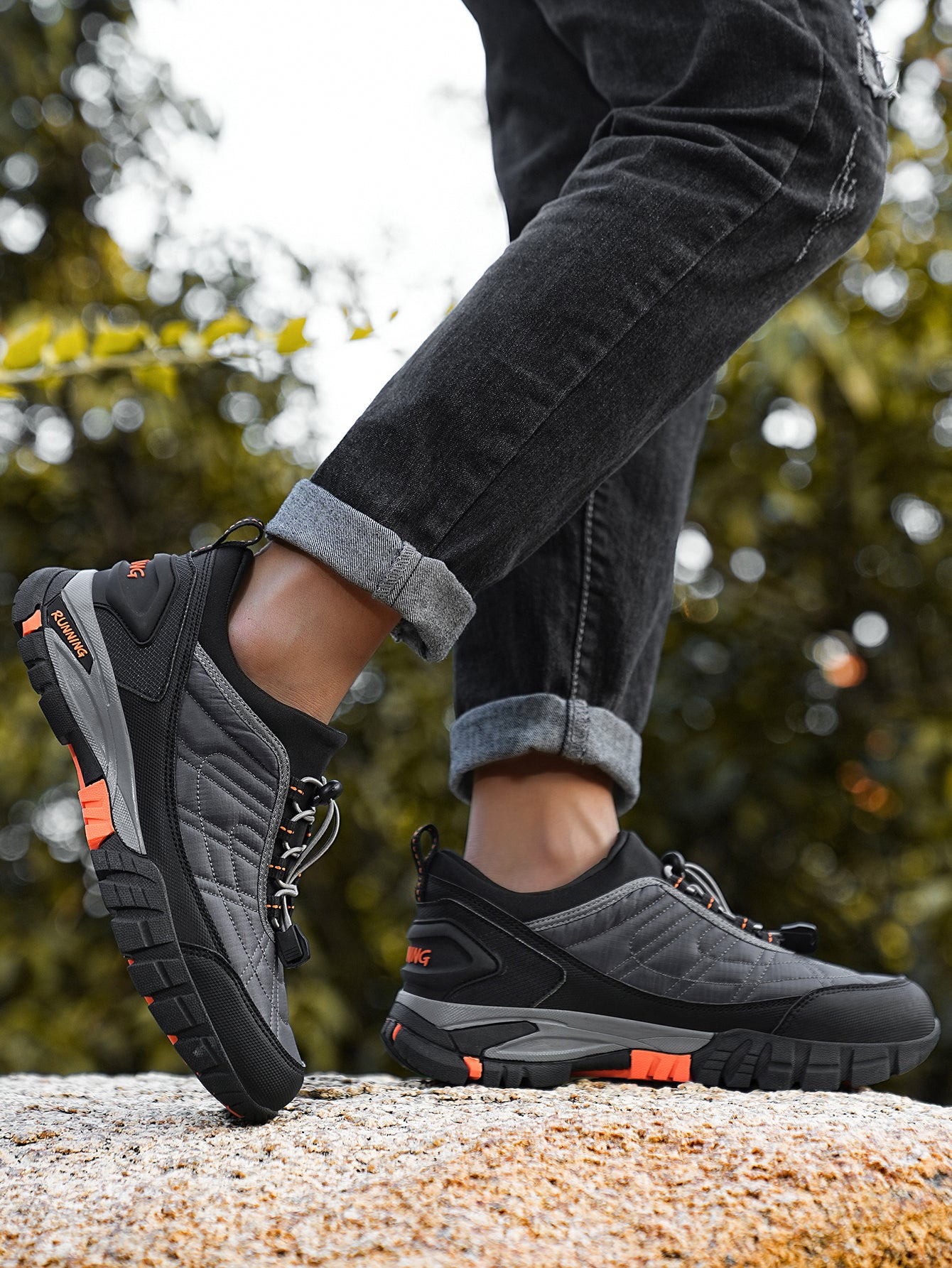 Men's HUMTTO Waterproof Hiking Shoes - Non-Slip Traction Outdoor Trekking Sneakers with Shock-Absorbing Sole