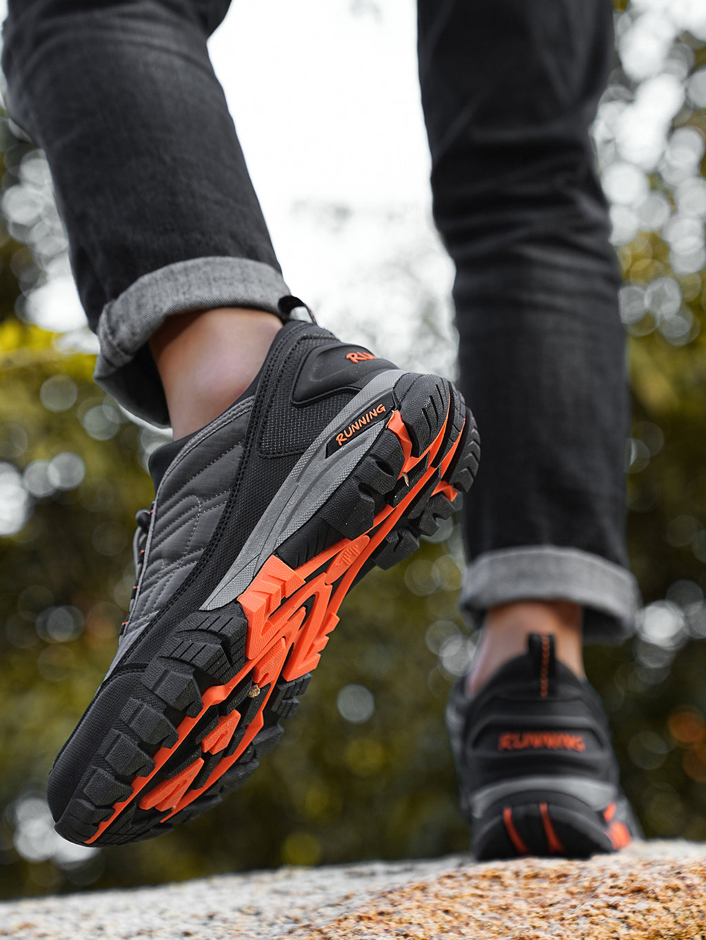 Men's HUMTTO Waterproof Hiking Shoes - Non-Slip Traction Outdoor Trekking Sneakers with Shock-Absorbing Sole