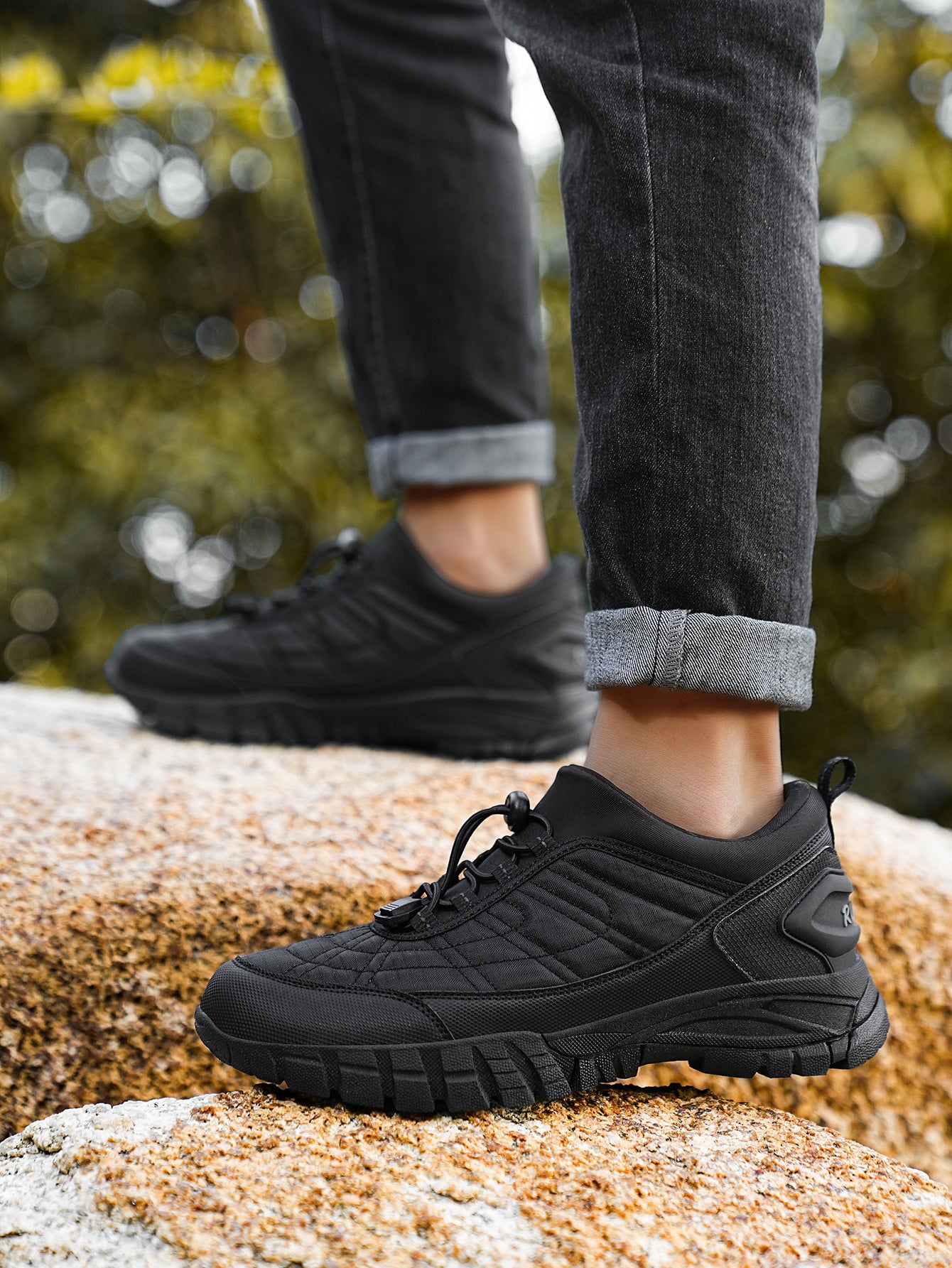 Men's HUMTTO Waterproof Hiking Shoes - Non-Slip Traction Outdoor Trekking Sneakers with Shock-Absorbing Sole