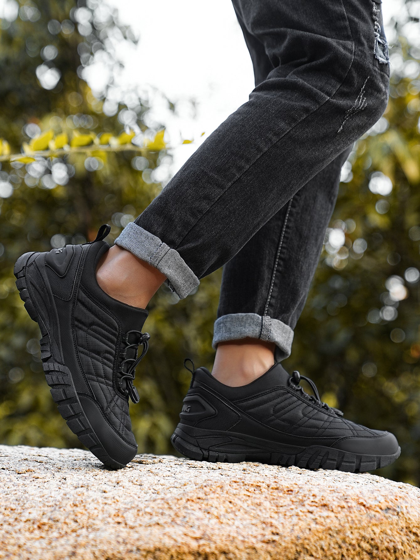 Men's HUMTTO Waterproof Hiking Shoes - Non-Slip Traction Outdoor Trekking Sneakers with Shock-Absorbing Sole