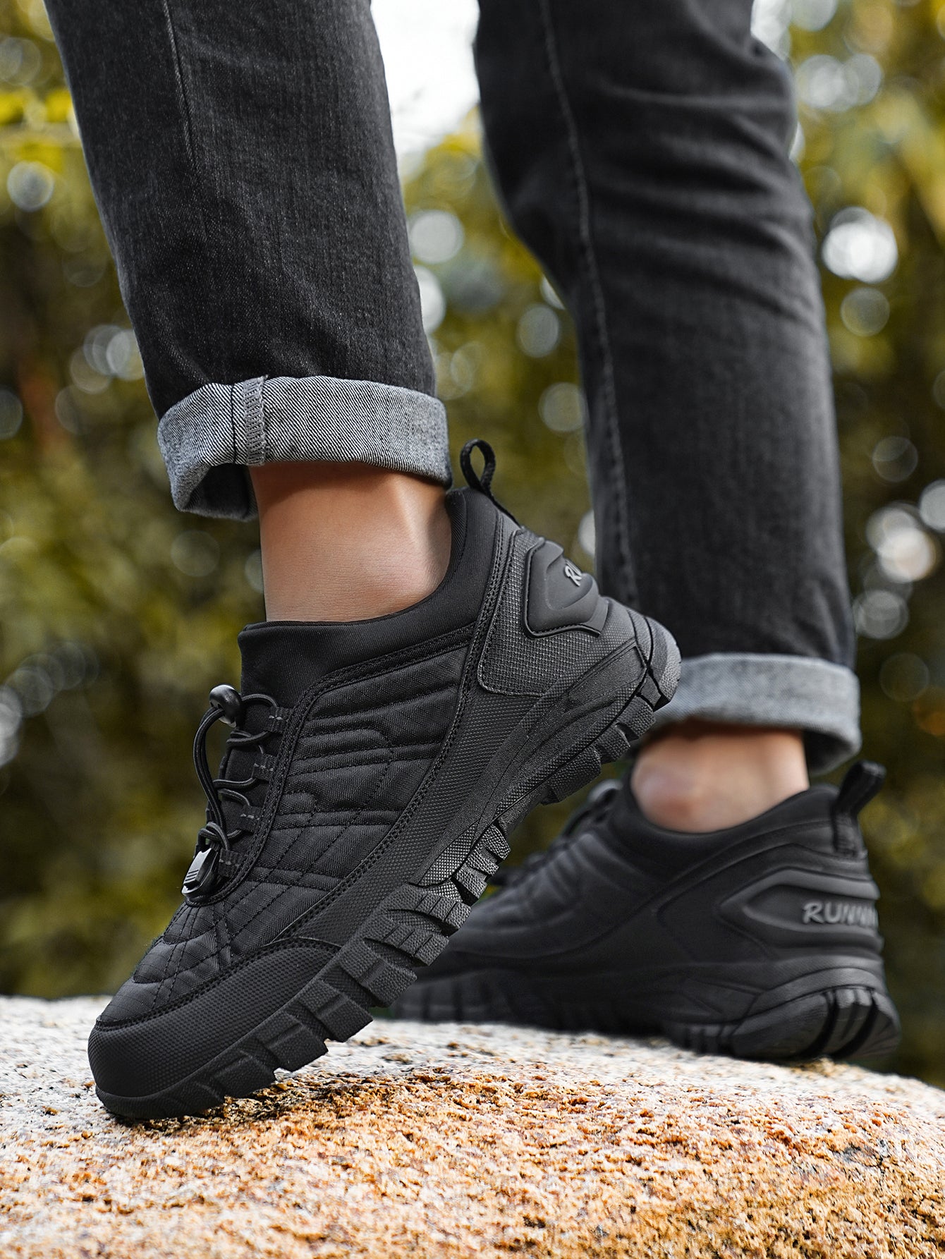 Men's HUMTTO Waterproof Hiking Shoes - Non-Slip Traction Outdoor Trekking Sneakers with Shock-Absorbing Sole