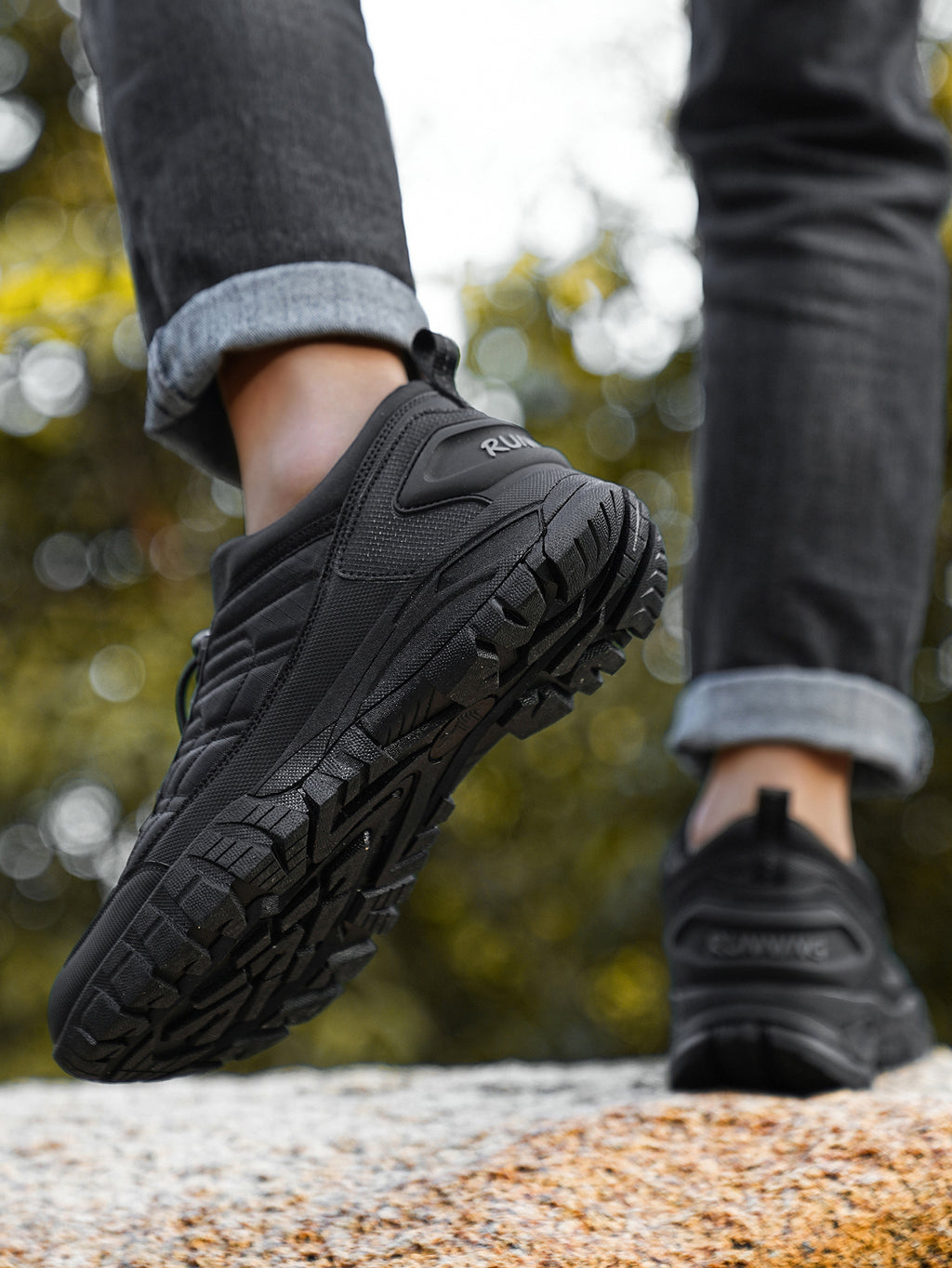 Men's HUMTTO Waterproof Hiking Shoes - Non-Slip Traction Outdoor Trekking Sneakers with Shock-Absorbing Sole