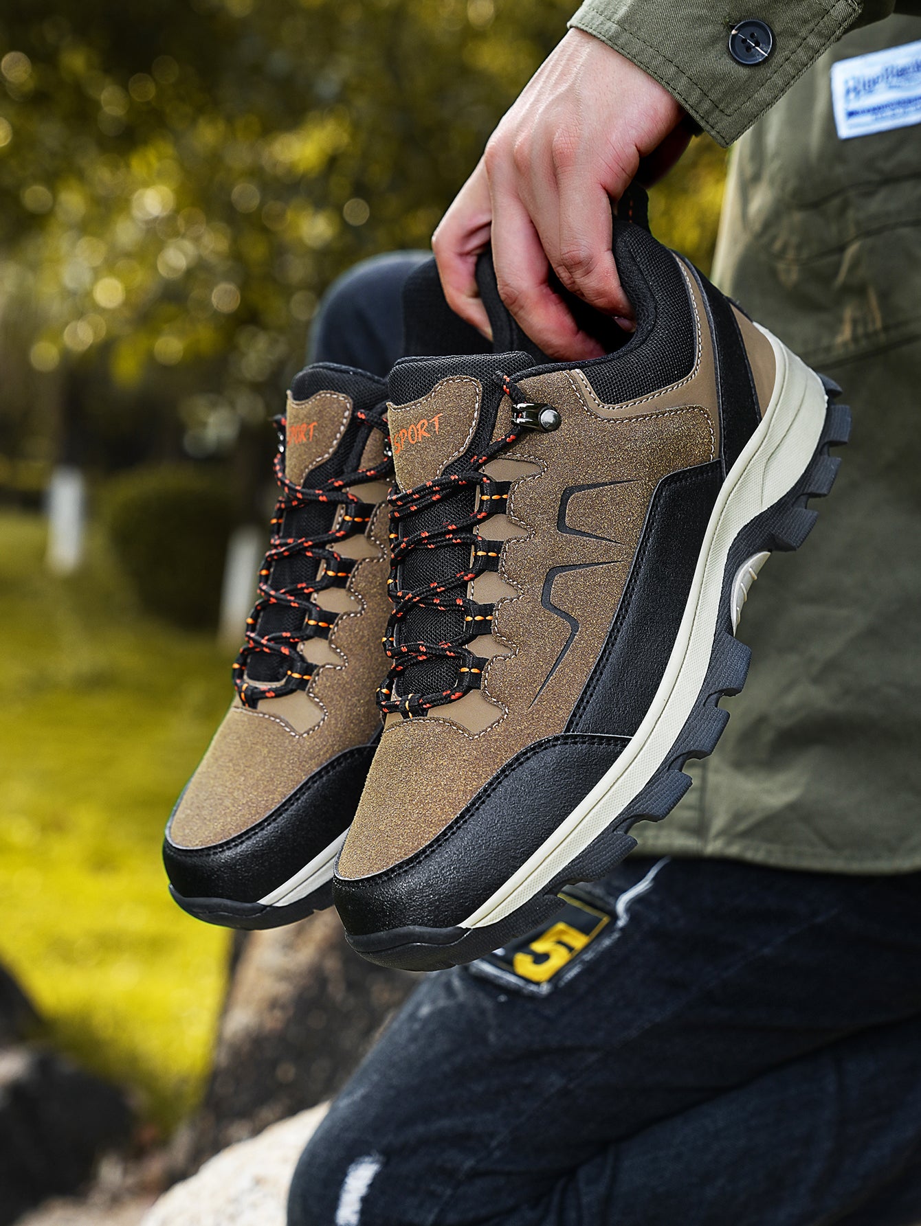 Men's Waterproof Suede Hiking Shoes - Non-Slip Outdoor Trekking Sneakers for Mountain/Trail Adventures