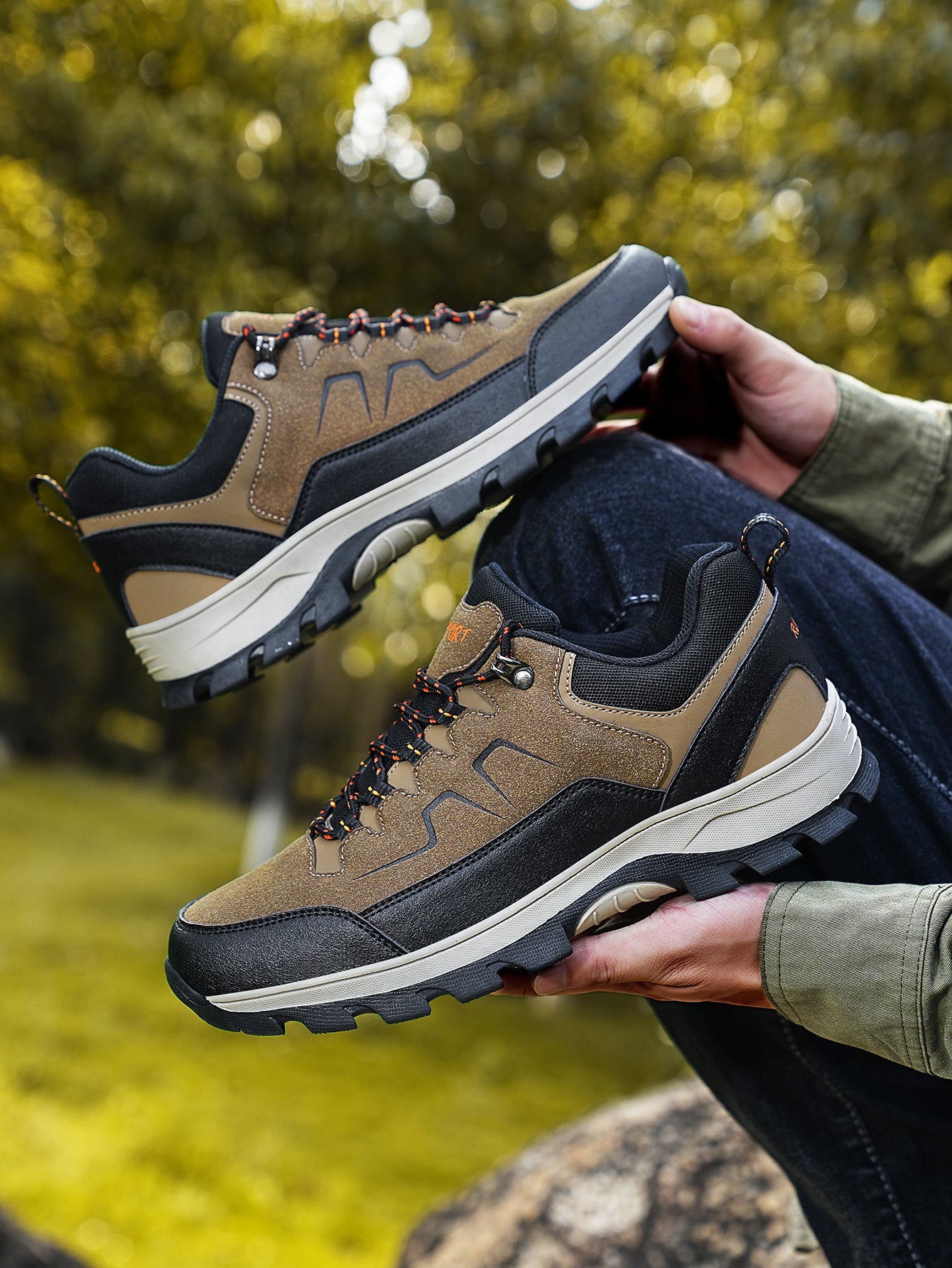 Men's Waterproof Suede Hiking Shoes - Non-Slip Outdoor Trekking Sneakers for Mountain/Trail Adventures