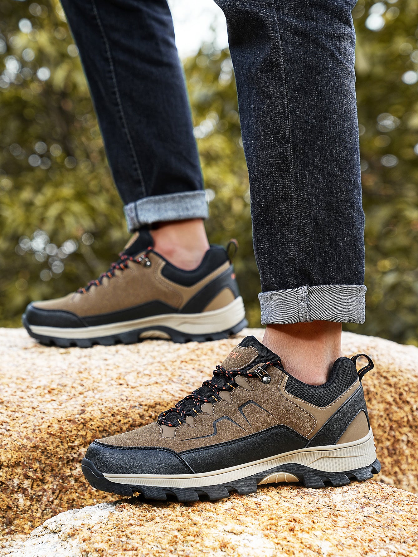 Men's Waterproof Suede Hiking Shoes - Non-Slip Outdoor Trekking Sneakers for Mountain/Trail Adventures