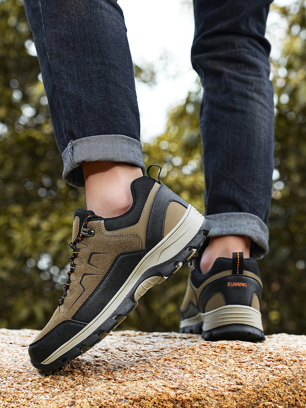 Men's Waterproof Suede Hiking Shoes - Non-Slip Outdoor Trekking Sneakers for Mountain/Trail Adventures