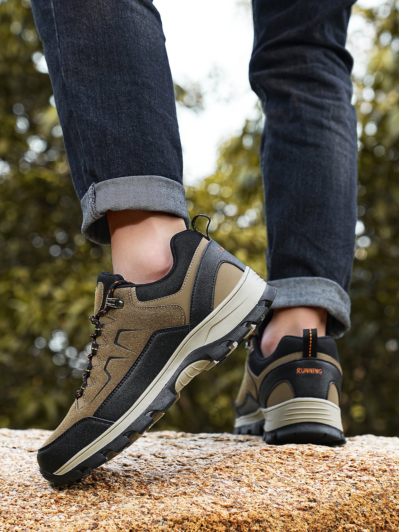 Men's Waterproof Suede Hiking Shoes - Non-Slip Outdoor Trekking Sneakers for Mountain/Trail Adventures