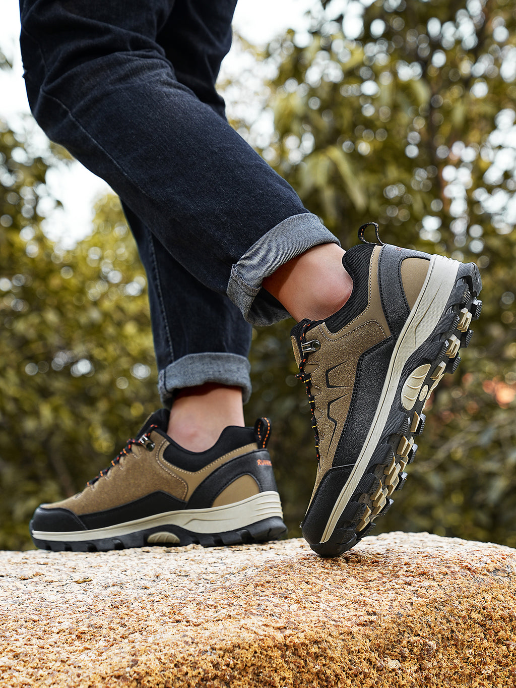 Men's Waterproof Suede Hiking Shoes - Non-Slip Outdoor Trekking Sneakers for Mountain/Trail Adventures