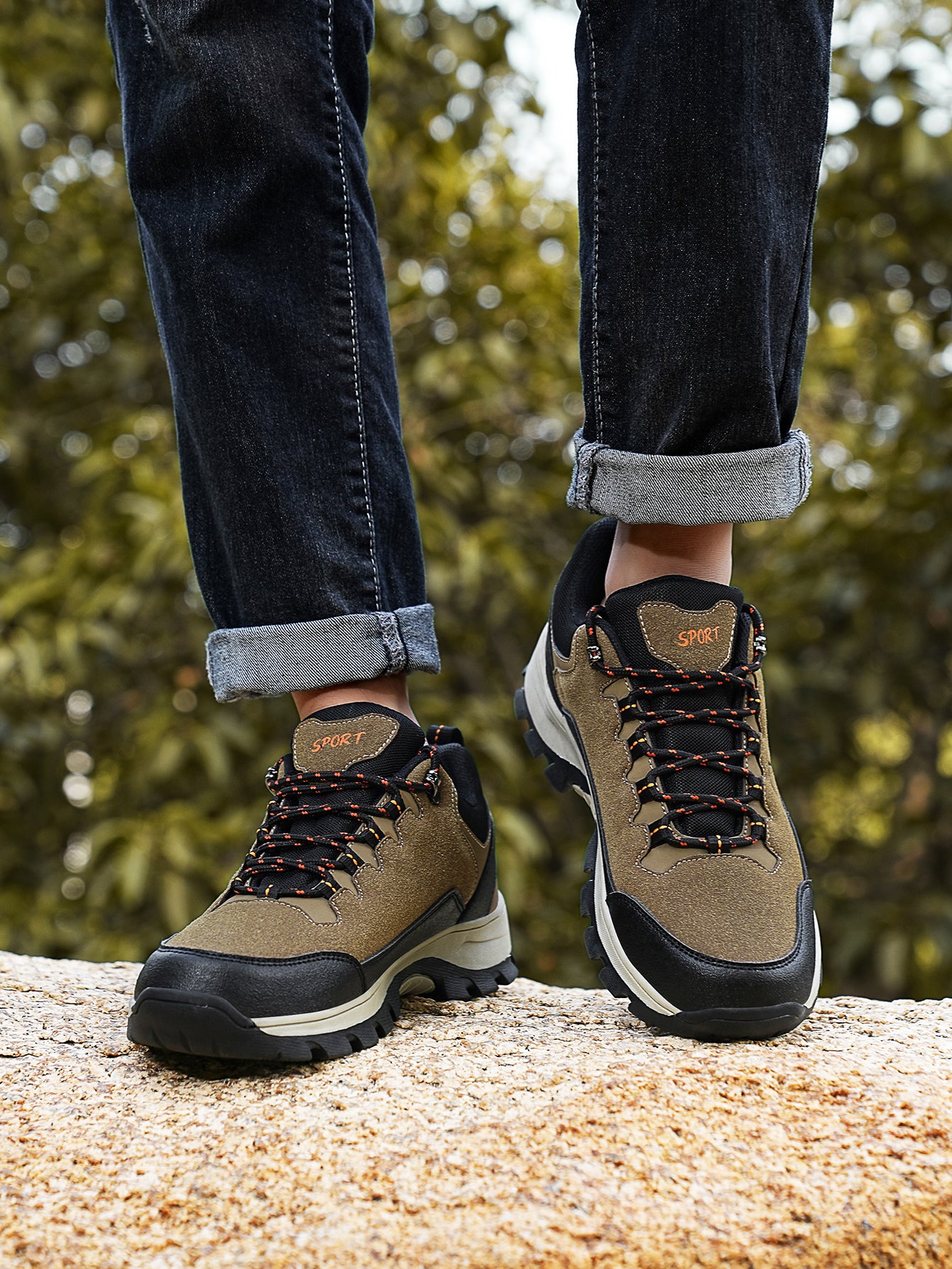 Men's Waterproof Suede Hiking Shoes - Non-Slip Outdoor Trekking Sneakers for Mountain/Trail Adventures