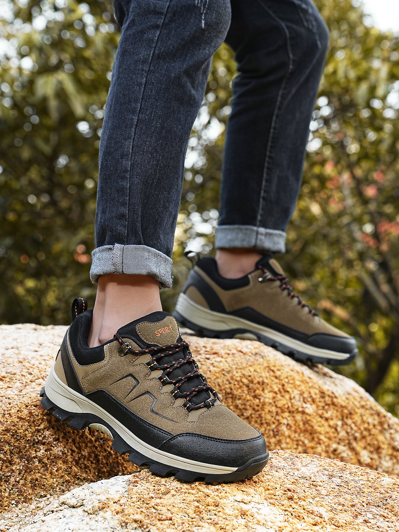 Men's Waterproof Suede Hiking Shoes - Non-Slip Outdoor Trekking Sneakers for Mountain/Trail Adventures