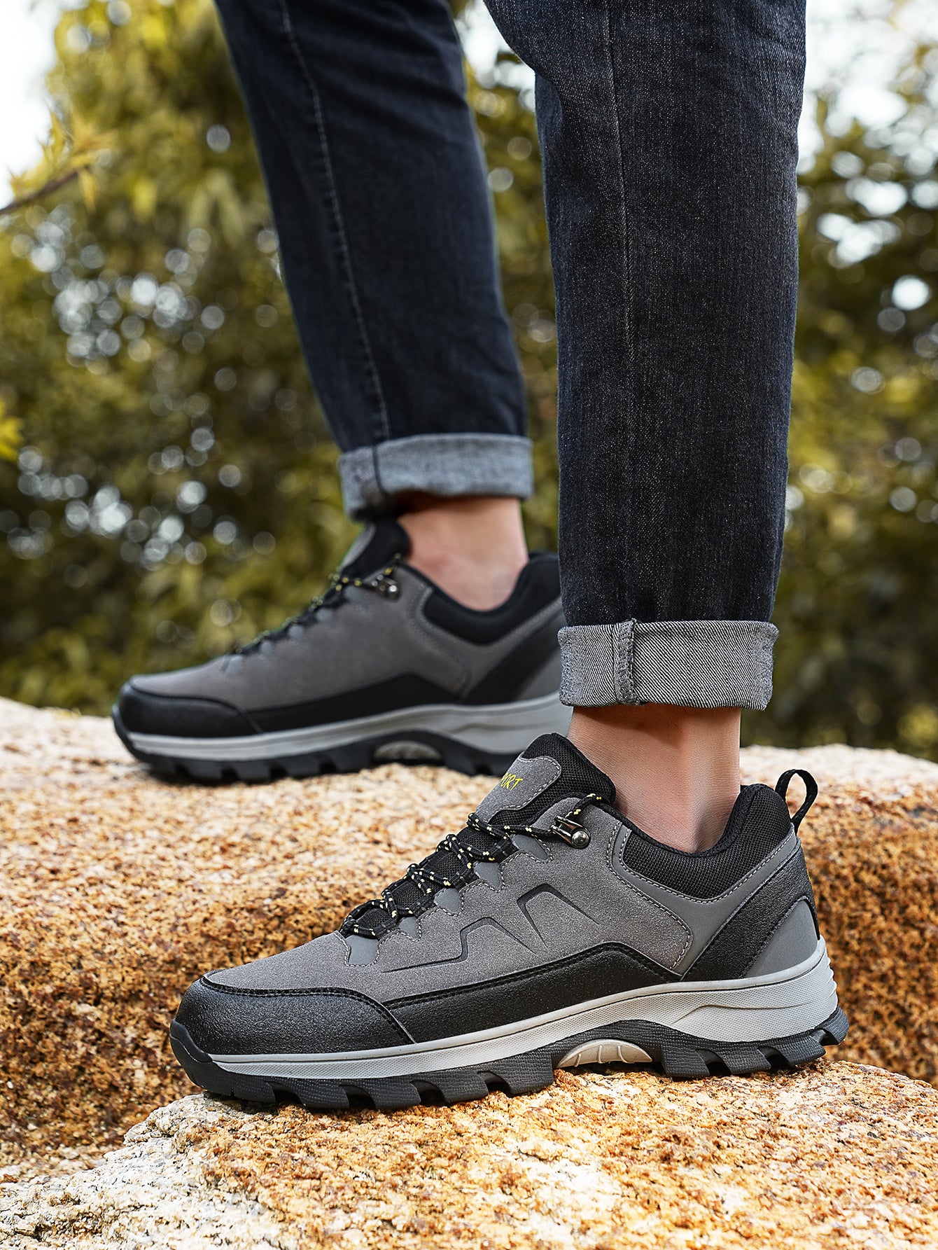 Men's Waterproof Suede Hiking Shoes - Non-Slip Outdoor Trekking Sneakers for Mountain/Trail Adventures