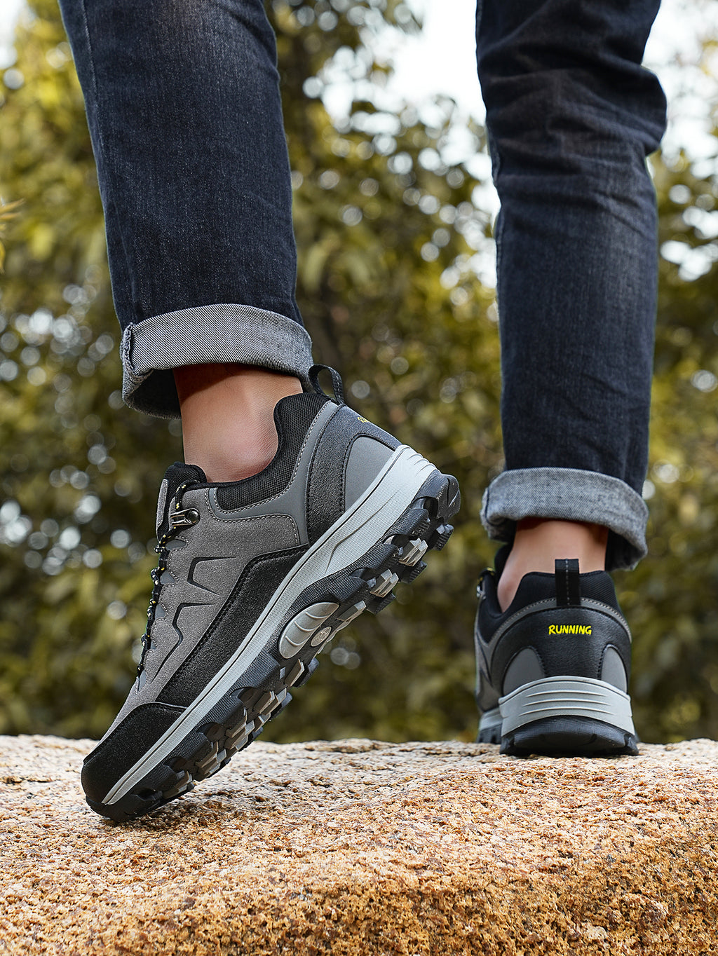 Men's Waterproof Suede Hiking Shoes - Non-Slip Outdoor Trekking Sneakers for Mountain/Trail Adventures