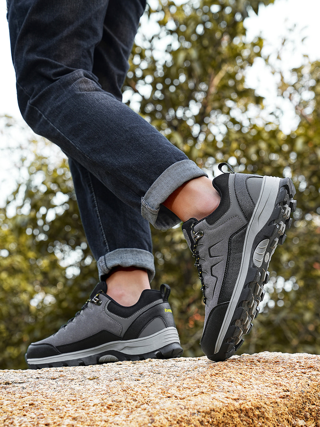 Men's Waterproof Suede Hiking Shoes - Non-Slip Outdoor Trekking Sneakers for Mountain/Trail Adventures