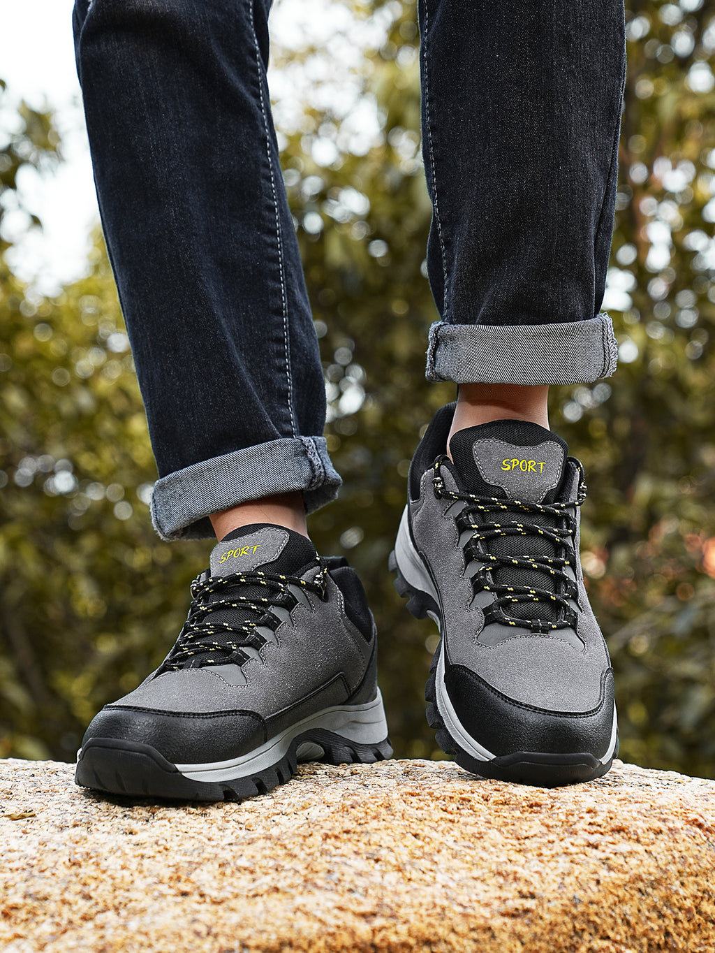 Men's Waterproof Suede Hiking Shoes - Non-Slip Outdoor Trekking Sneakers for Mountain/Trail Adventures