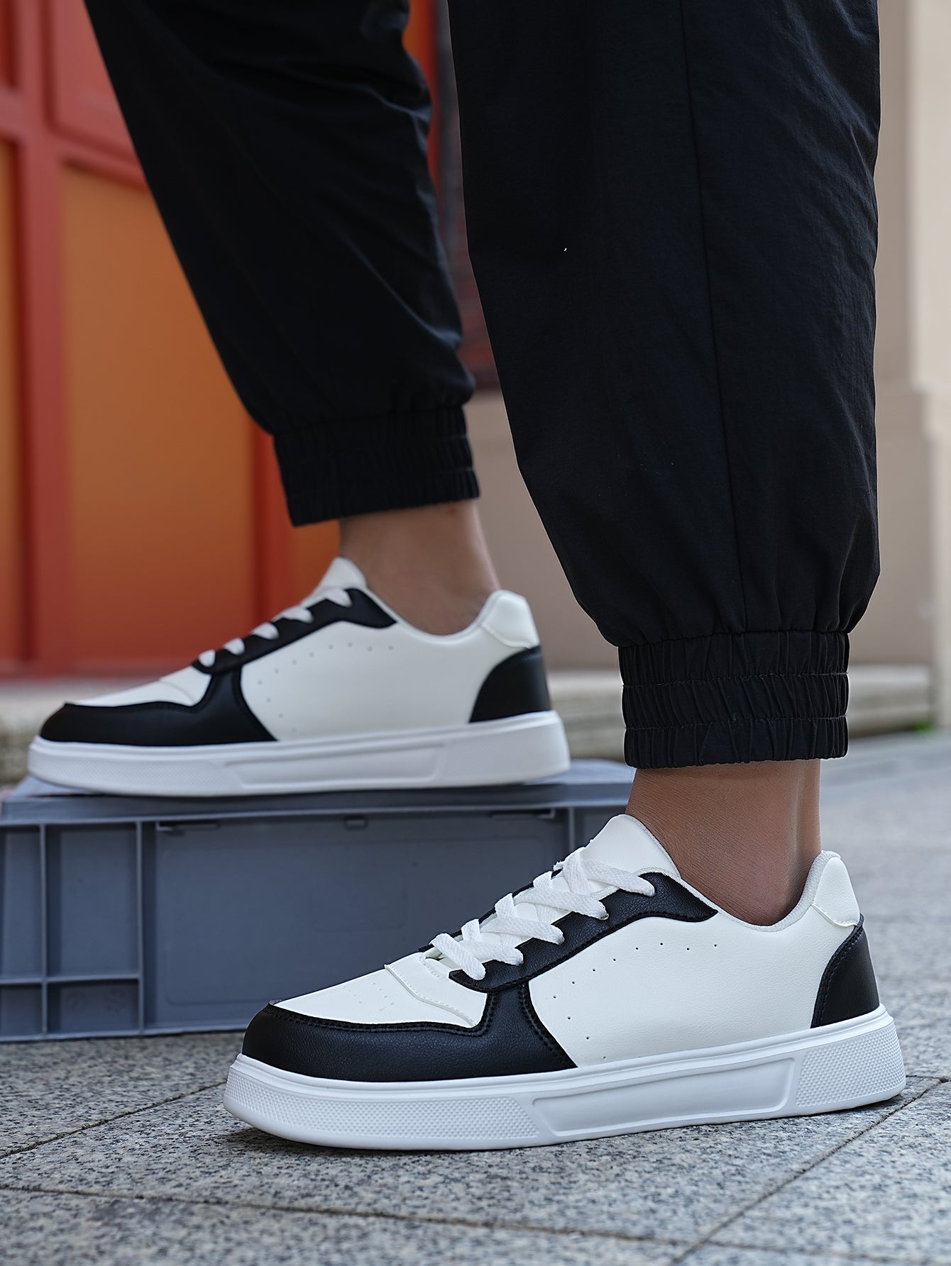 2025 New Men's Casual Sneakers - White & Gray Color-Block, Comfortable Lightweight Lace-Up Low-Top Shoes for Daily Wear