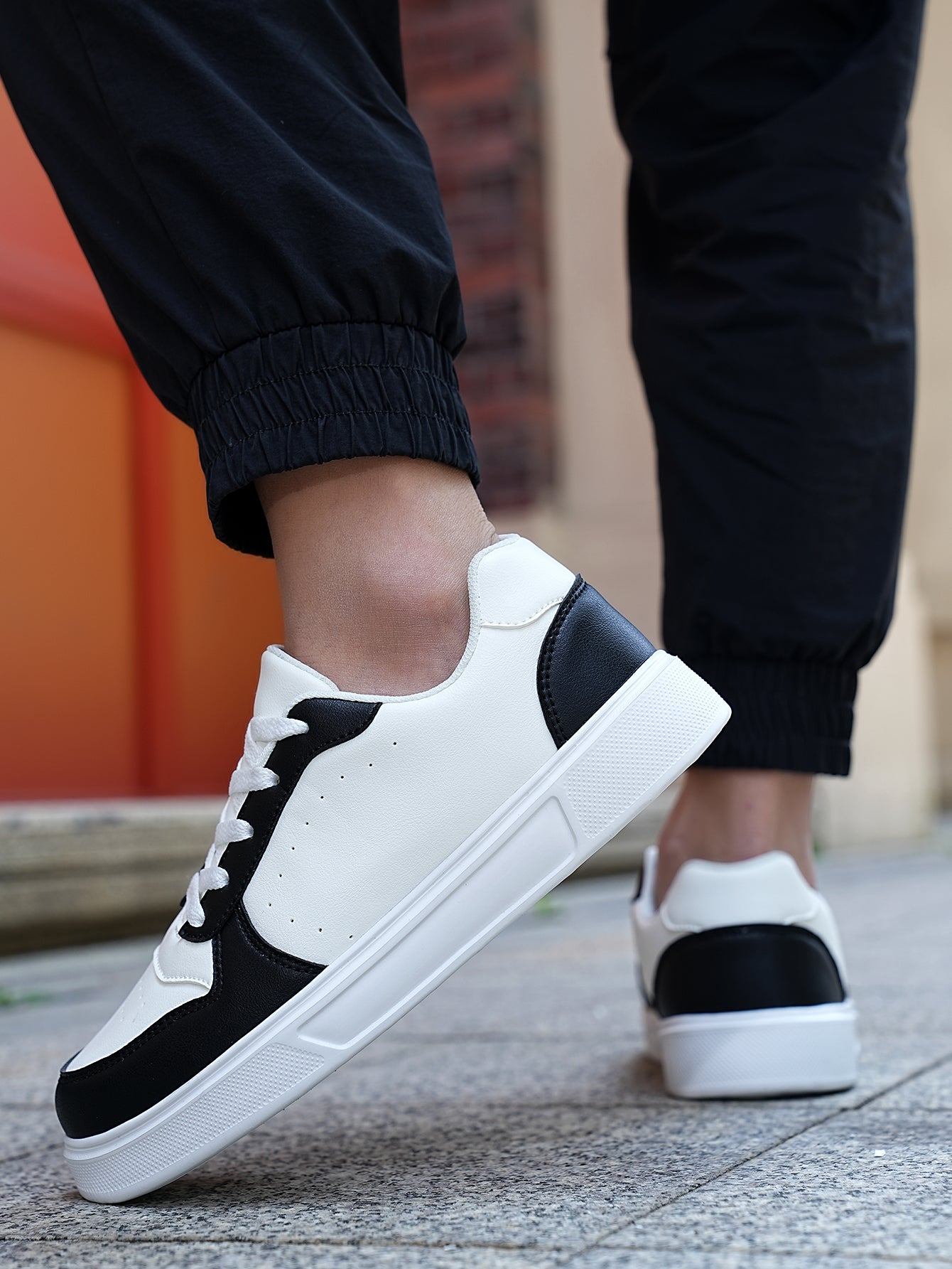 2025 New Men's Casual Sneakers - White & Gray Color-Block, Comfortable Lightweight Lace-Up Low-Top Shoes for Daily Wear