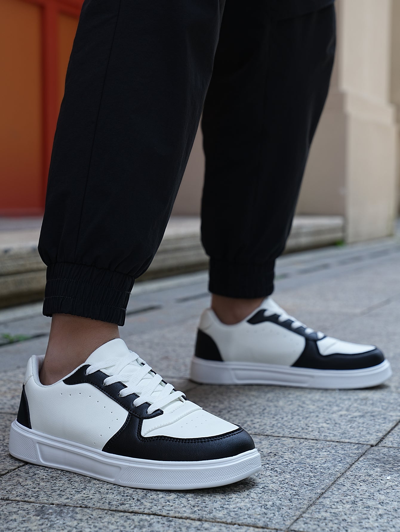 2025 New Men's Casual Sneakers - White & Gray Color-Block, Comfortable Lightweight Lace-Up Low-Top Shoes for Daily Wear