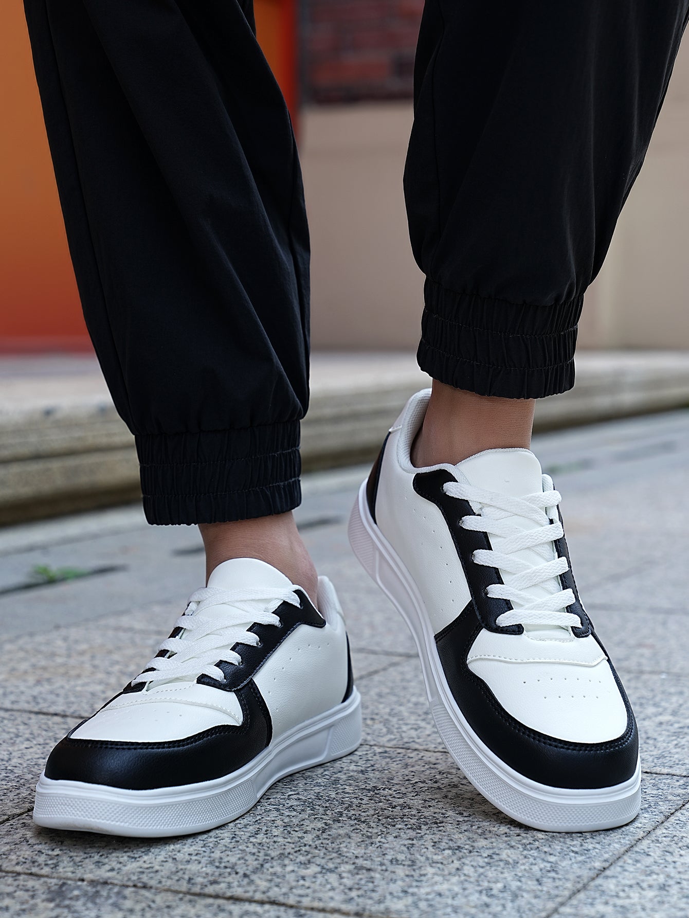 2025 New Men's Casual Sneakers - White & Gray Color-Block, Comfortable Lightweight Lace-Up Low-Top Shoes for Daily Wear