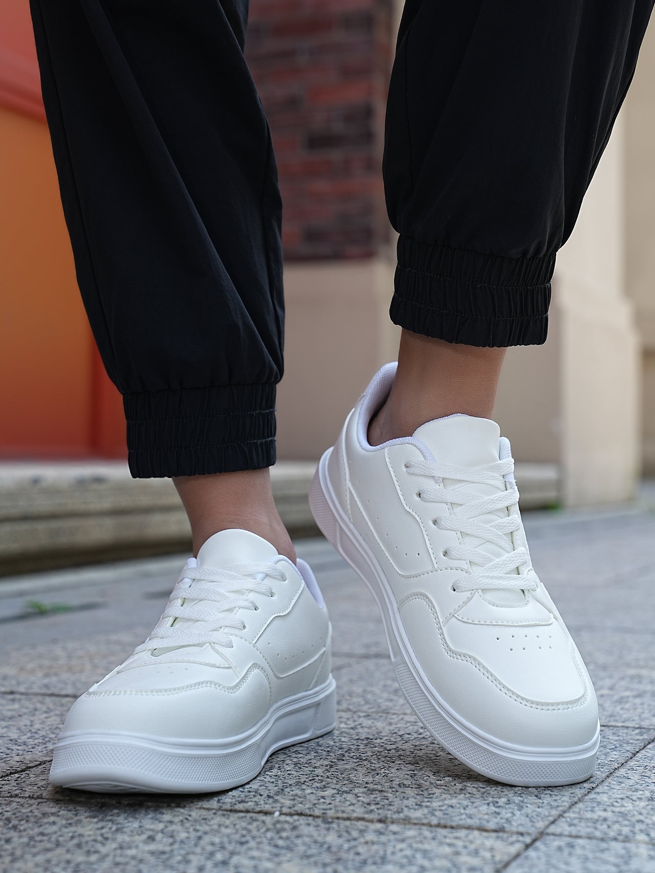 2025 New Men's Casual Sneakers - White & Gray Color-Block, Comfortable Lightweight Lace-Up Low-Top Shoes for Daily Wear