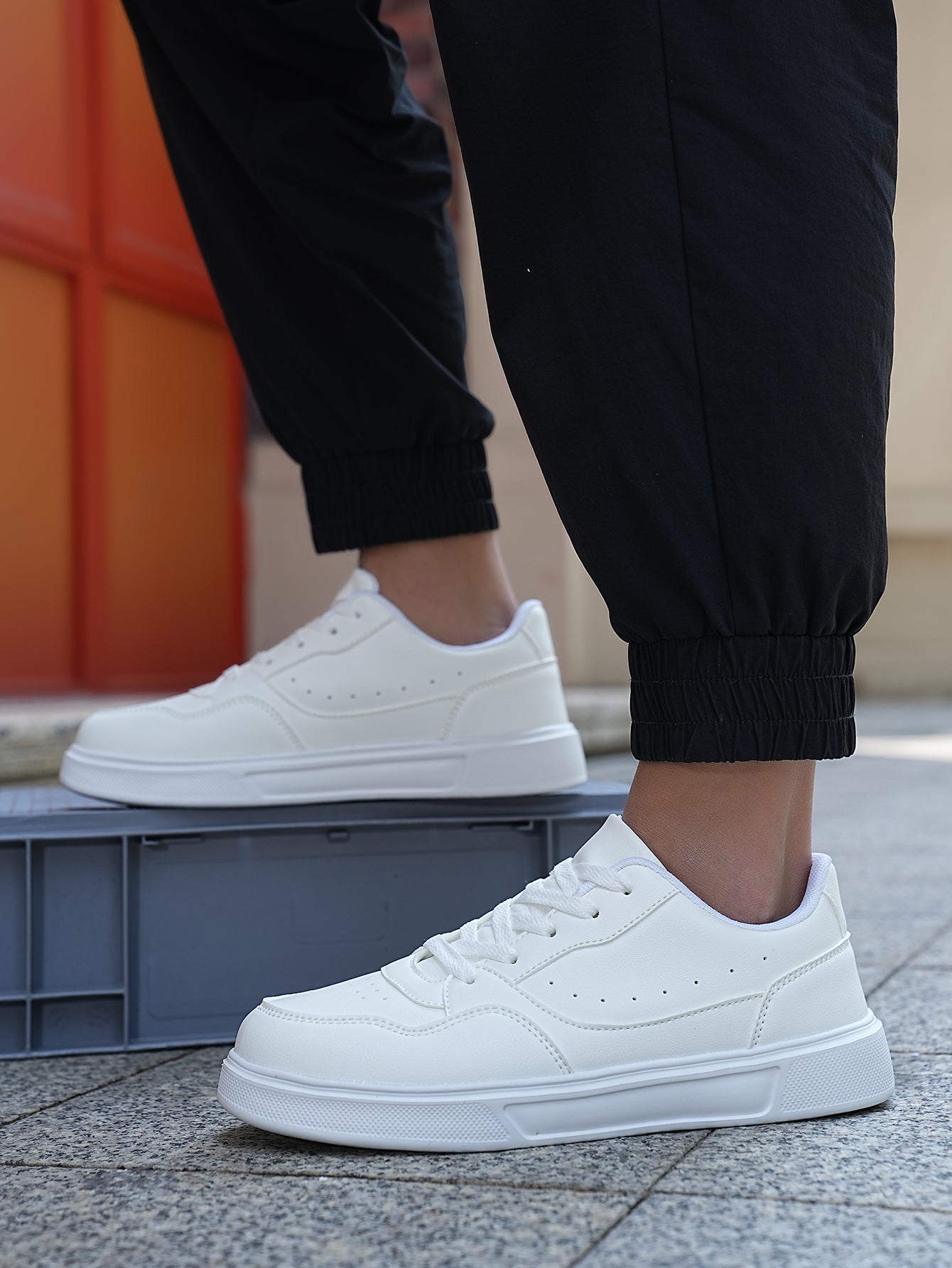 2025 New Men's Casual Sneakers - White & Gray Color-Block, Comfortable Lightweight Lace-Up Low-Top Shoes for Daily Wear