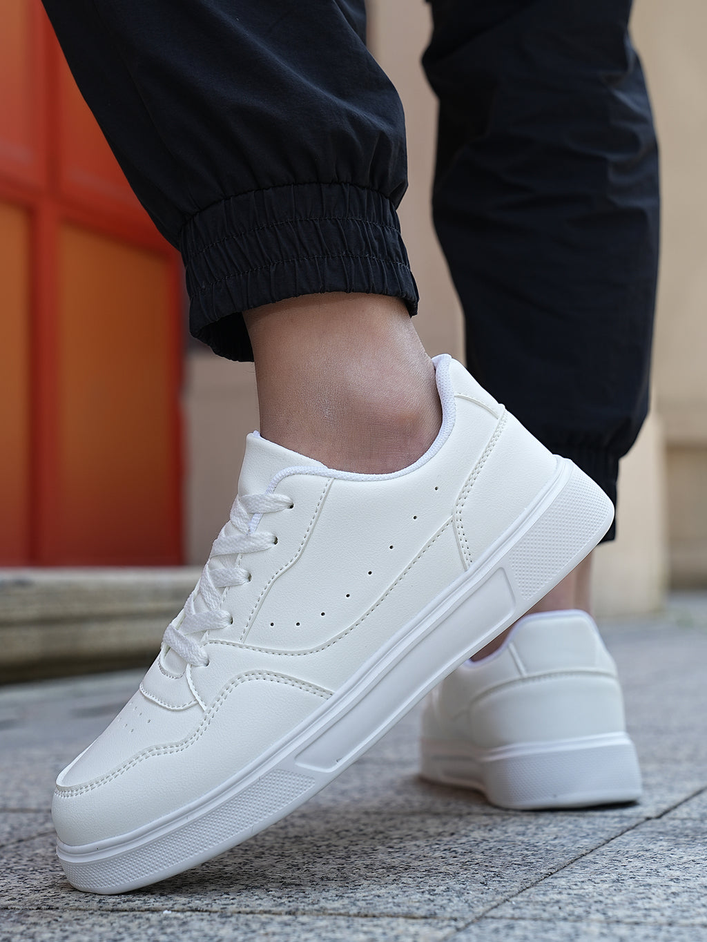 2025 New Men's Casual Sneakers - White & Gray Color-Block, Comfortable Lightweight Lace-Up Low-Top Shoes for Daily Wear