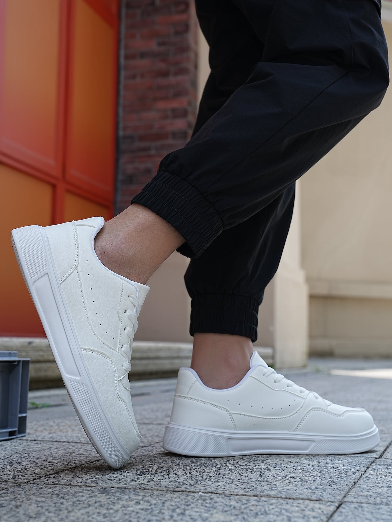 2025 New Men's Casual Sneakers - White & Gray Color-Block, Comfortable Lightweight Lace-Up Low-Top Shoes for Daily Wear