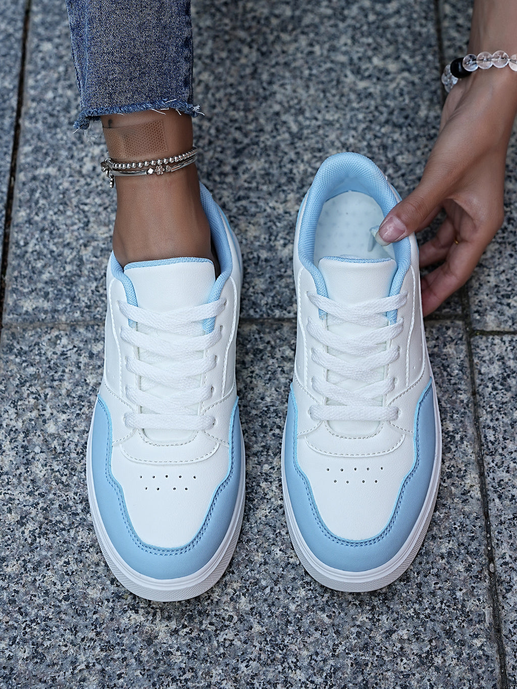 2025 New Men's Casual Sneakers - White & Gray Color-Block, Comfortable Lightweight Lace-Up Low-Top Shoes for Daily Wear