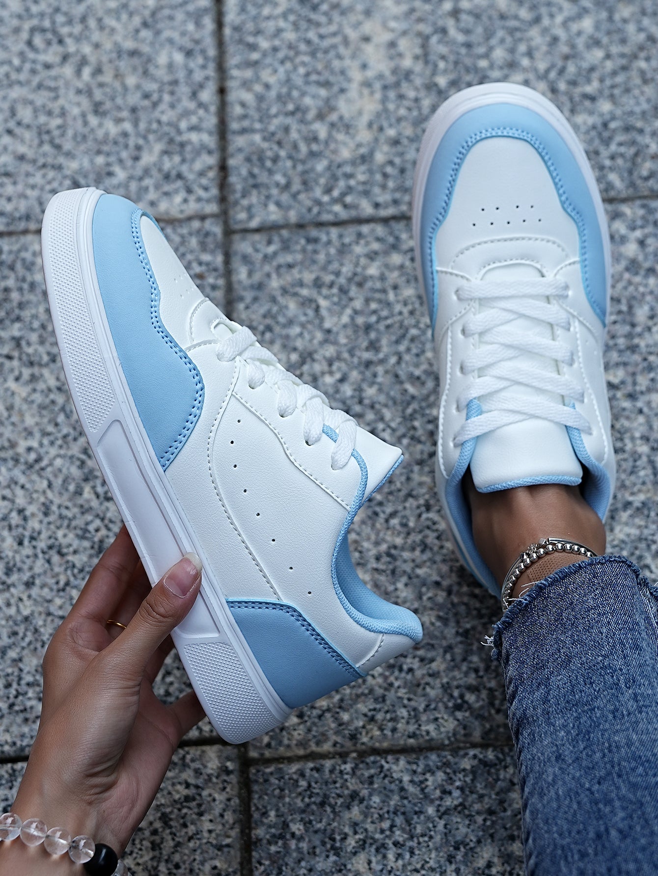 2025 New Men's Casual Sneakers - White & Gray Color-Block, Comfortable Lightweight Lace-Up Low-Top Shoes for Daily Wear