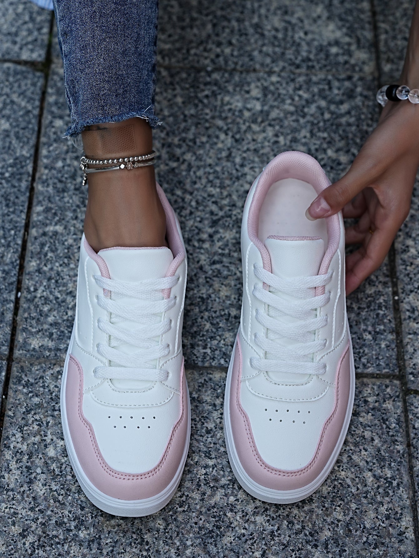 2025 New Men's Casual Sneakers - White & Gray Color-Block, Comfortable Lightweight Lace-Up Low-Top Shoes for Daily Wear