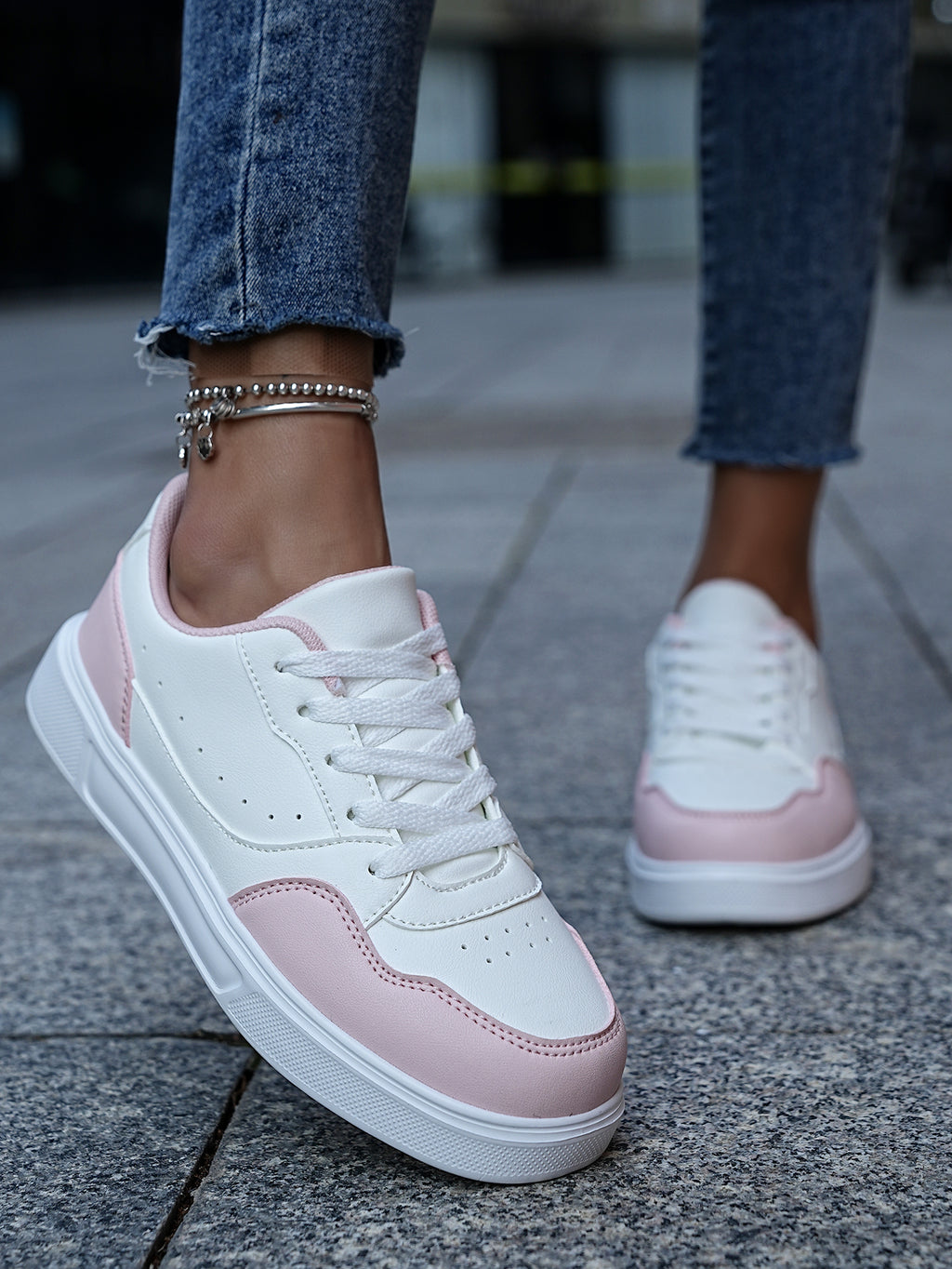 2025 New Men's Casual Sneakers - White & Gray Color-Block, Comfortable Lightweight Lace-Up Low-Top Shoes for Daily Wear