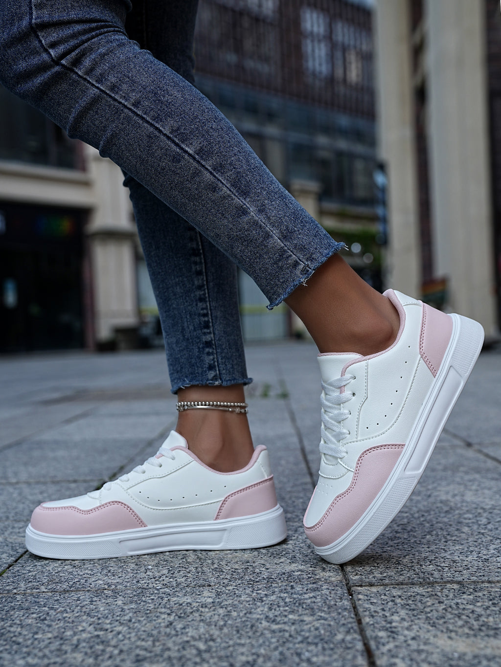 2025 New Men's Casual Sneakers - White & Gray Color-Block, Comfortable Lightweight Lace-Up Low-Top Shoes for Daily Wear