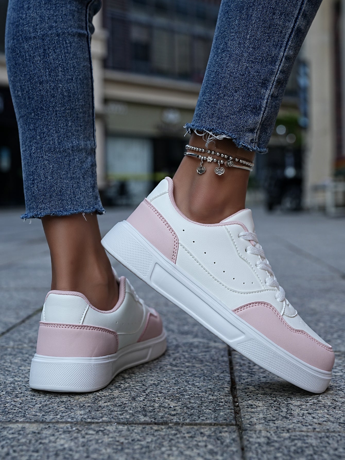 2025 New Men's Casual Sneakers - White & Gray Color-Block, Comfortable Lightweight Lace-Up Low-Top Shoes for Daily Wear