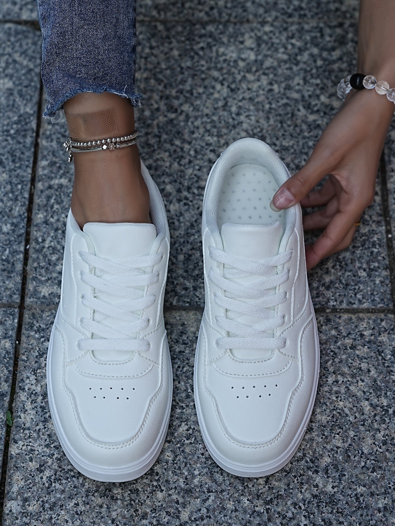 2025 New Men's Casual Sneakers - White & Gray Color-Block, Comfortable Lightweight Lace-Up Low-Top Shoes for Daily Wear