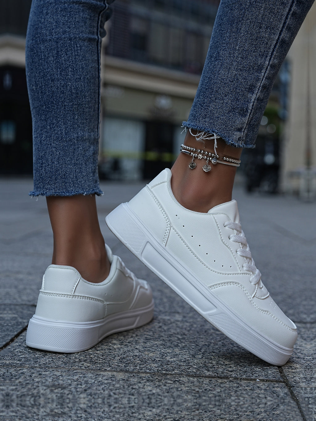 2025 New Men's Casual Sneakers - White & Gray Color-Block, Comfortable Lightweight Lace-Up Low-Top Shoes for Daily Wear