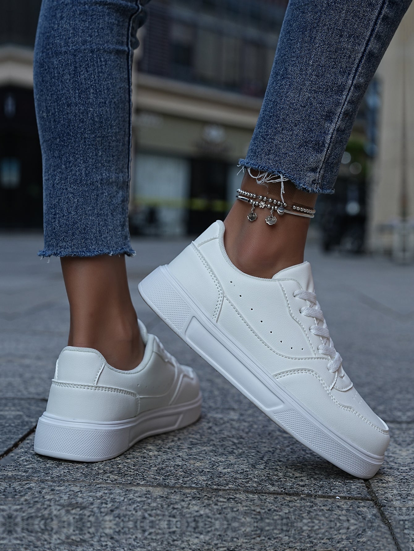 2025 New Men's Casual Sneakers - White & Gray Color-Block, Comfortable Lightweight Lace-Up Low-Top Shoes for Daily Wear