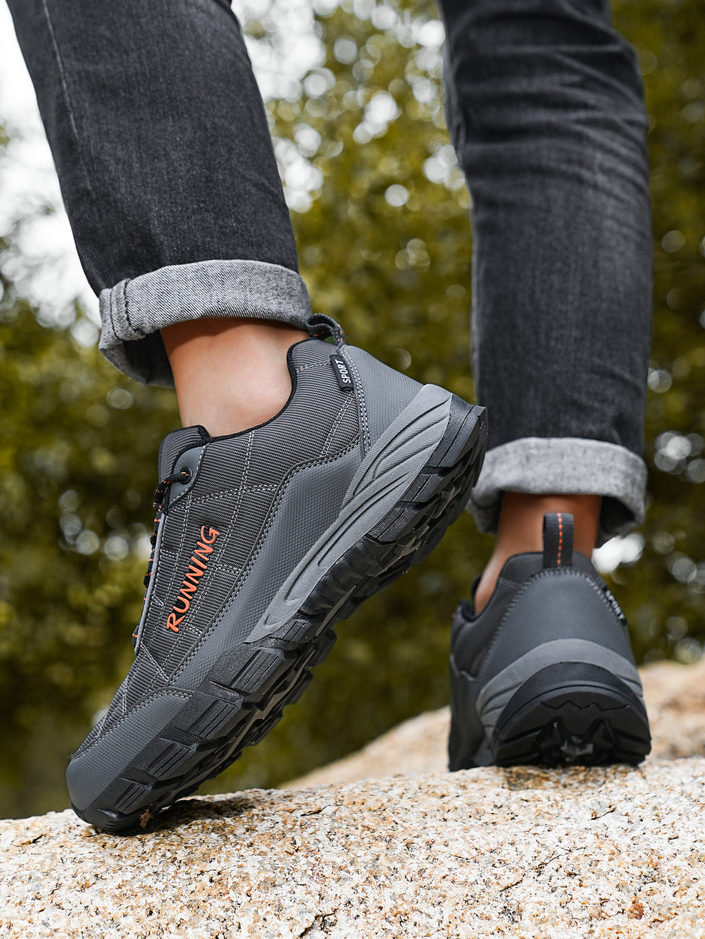 Men's Lightweight Waterproof Outdoor Hiking Shoes - Non-Slip Wear-Resistant Trekking Sneakers with Shock-Absorbing Sole, Breathable Fabric Upper for Daily Commute, Trail Walking & Casual Outdoor Adventures