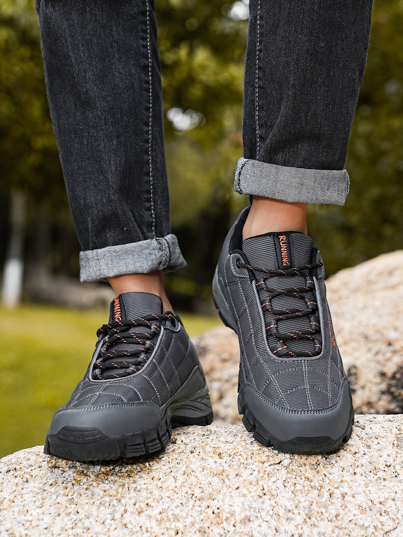 Men's Lightweight Waterproof Outdoor Hiking Shoes - Non-Slip Wear-Resistant Trekking Sneakers with Shock-Absorbing Sole, Breathable Fabric Upper for Daily Commute, Trail Walking & Casual Outdoor Adventures